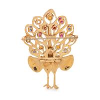 YELLOW GOLD PEACOCK BROOCH