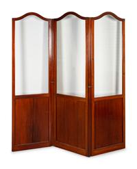 A French Mahogany and Glass Three-Panel Screen — LATE 19TH/EARLY 20TH CENTURY