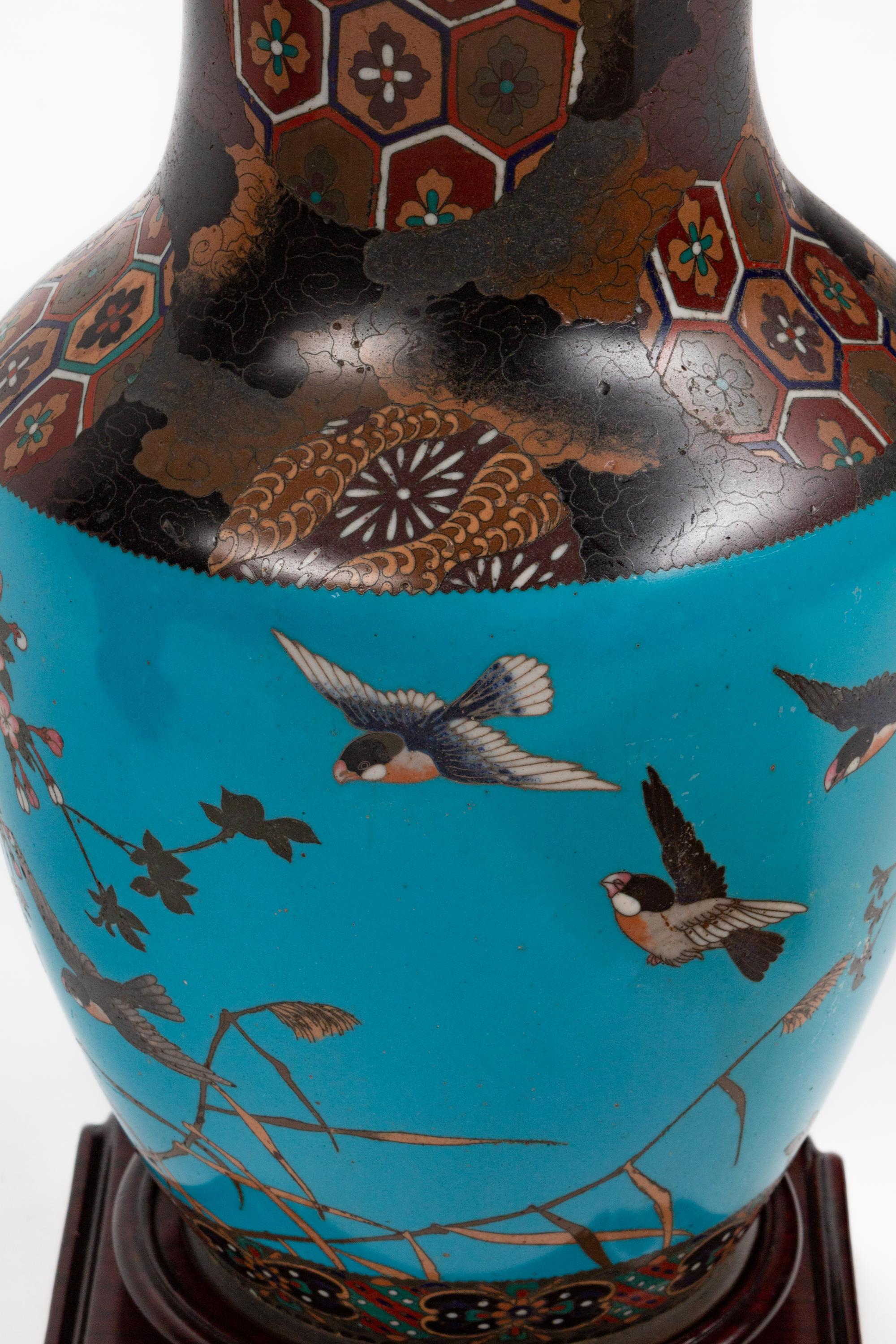 A Pair of Japanese Cloisonne Vases — LATE 19TH CENTURY