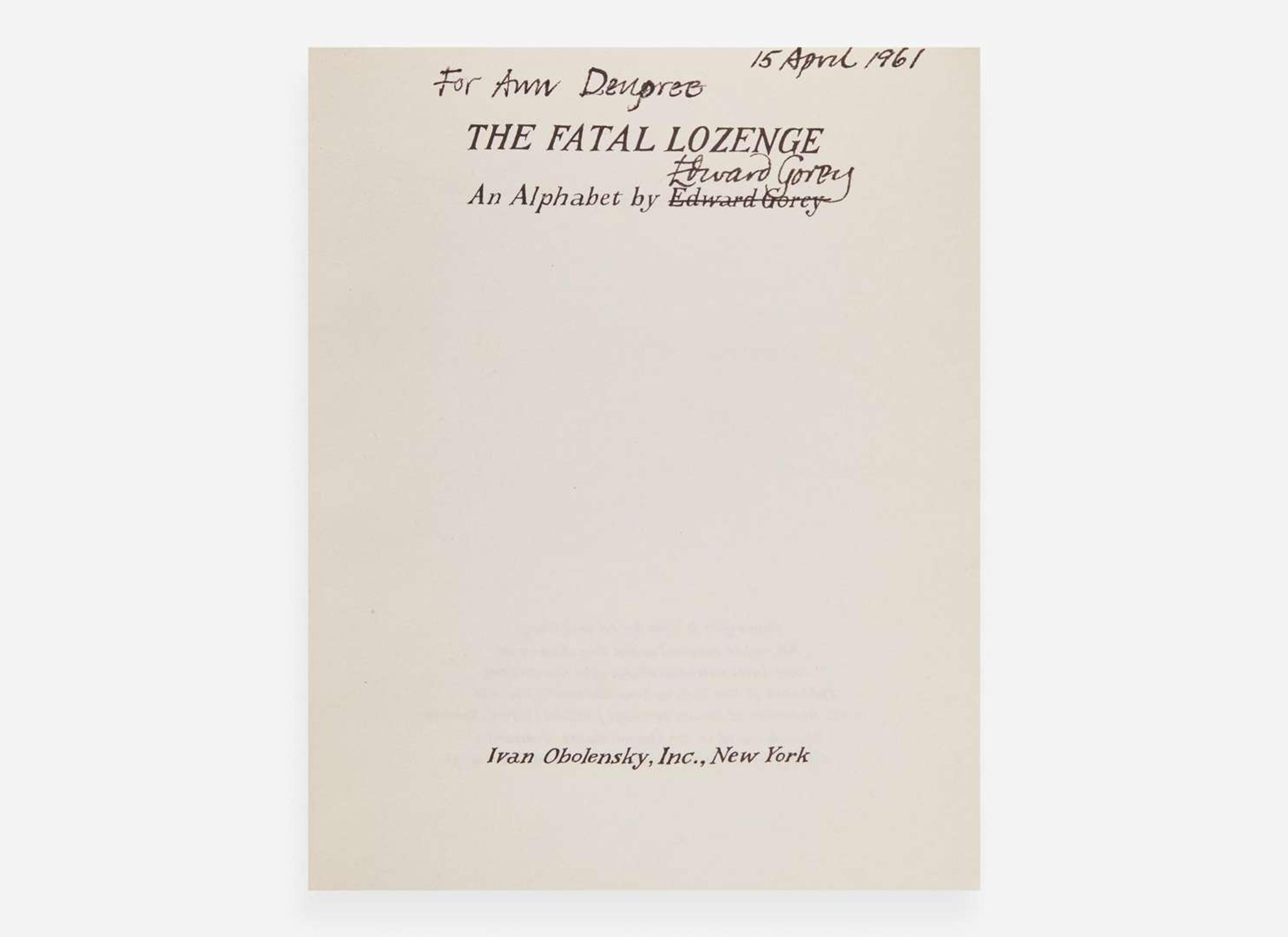 [Children's & Illustrated] Gorey, Edward: The Fatal Lozenge an Alphabet