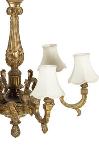 A Continental Neoclassical Gilt Bronze Six-Light Chandelier