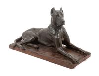 A Bronze Great Dane Sculpture Height 10 1/4 x width 18 1/2 x depth 7 1/4 inches. — GEORGES GARDET (French, 1863-1939)