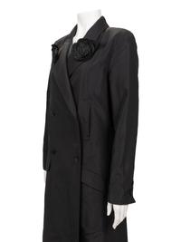 Chanel Double-Breasted Taffeta Coat with Camellia Pins
