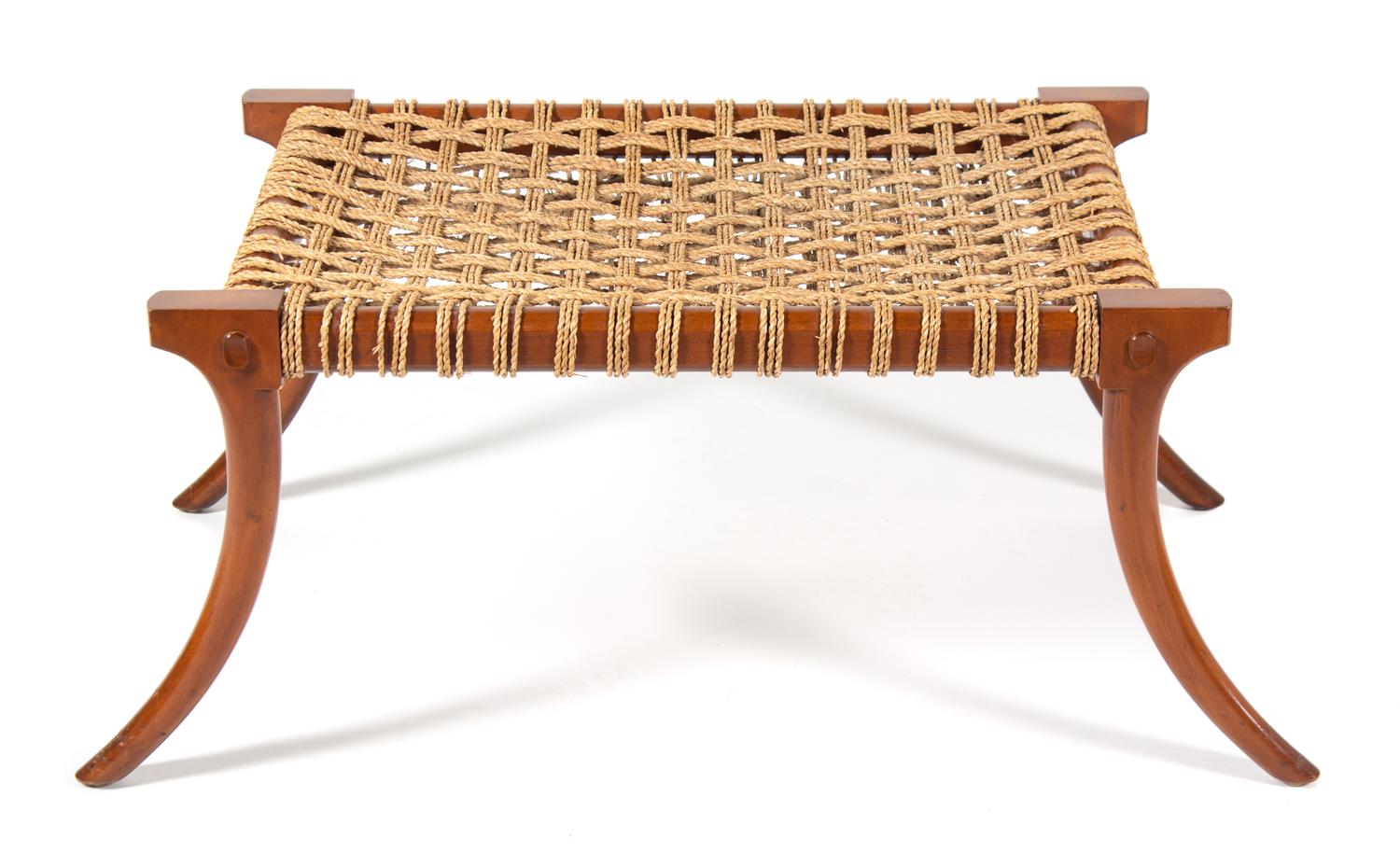 A Klismos Style Fruitwood and Rope Bench