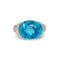 BLUE TOPAZ, DIAMOND AND MULTIGEM RING