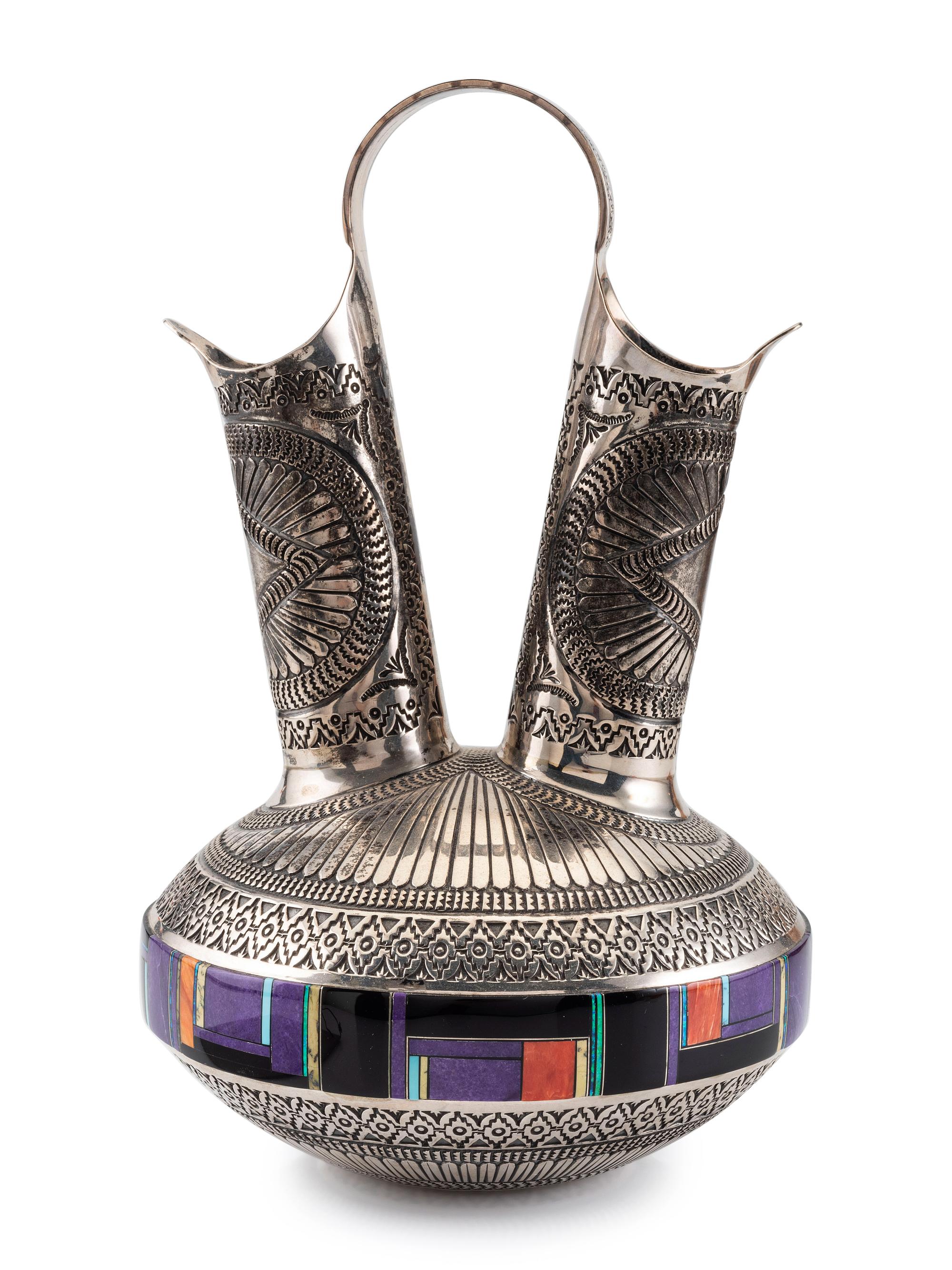 Sterling Silver Wedding Jar, with Mosaic Inlay