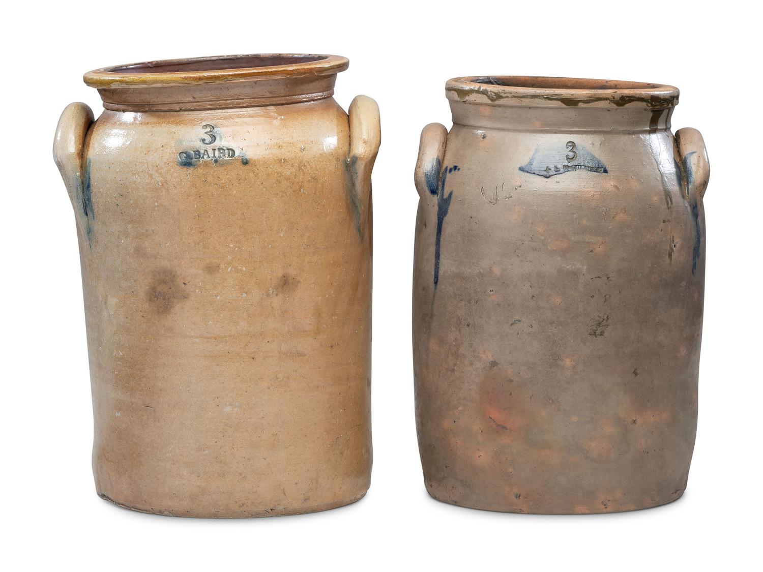 Two Three-Gallon Stoneware Crocks