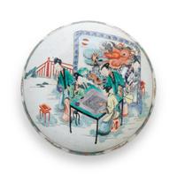 A Chinese Famille Verte Porcelain Box and Cover