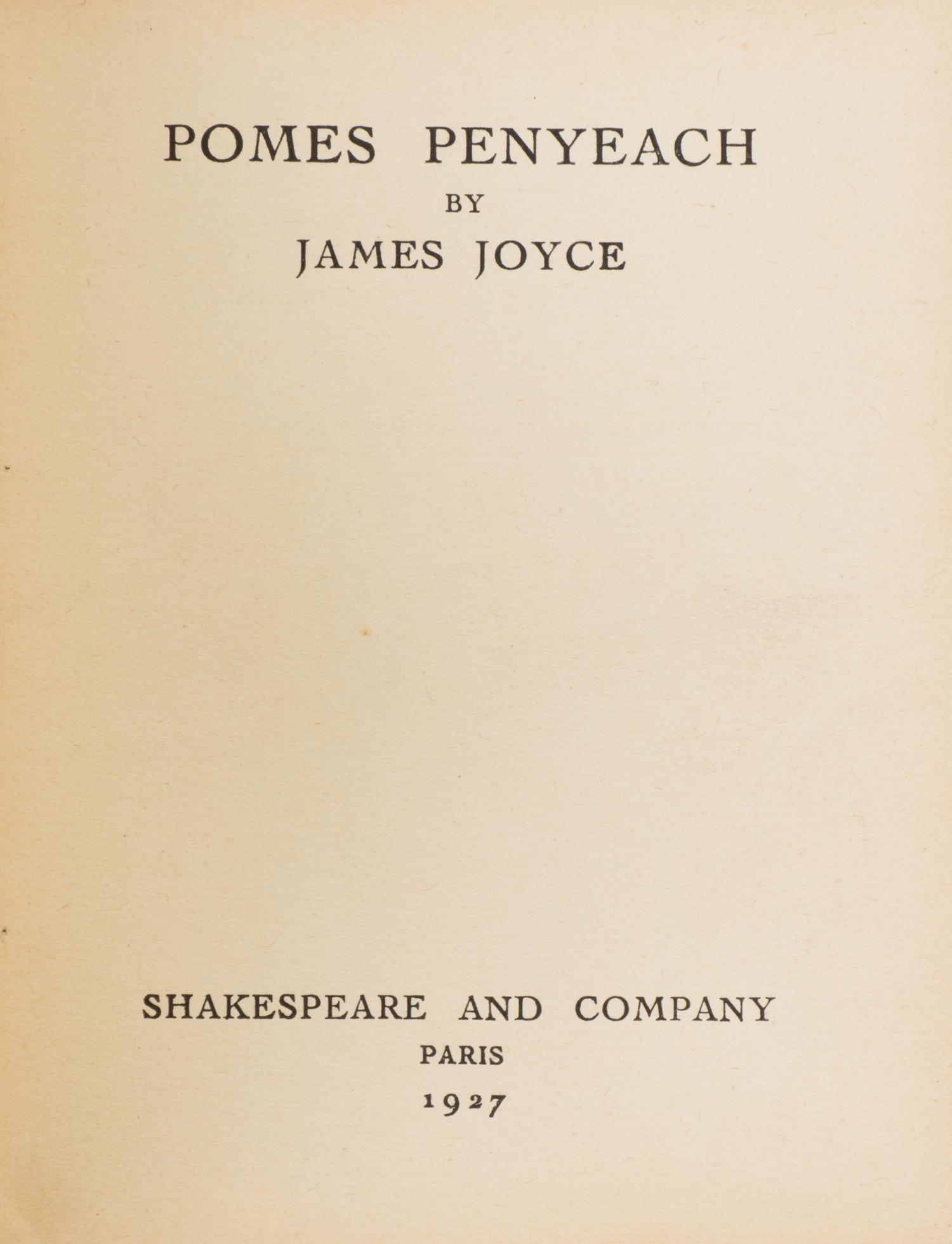 JOYCE, JAMES. Pomes Penyeach. Paris, 1927. First edition.