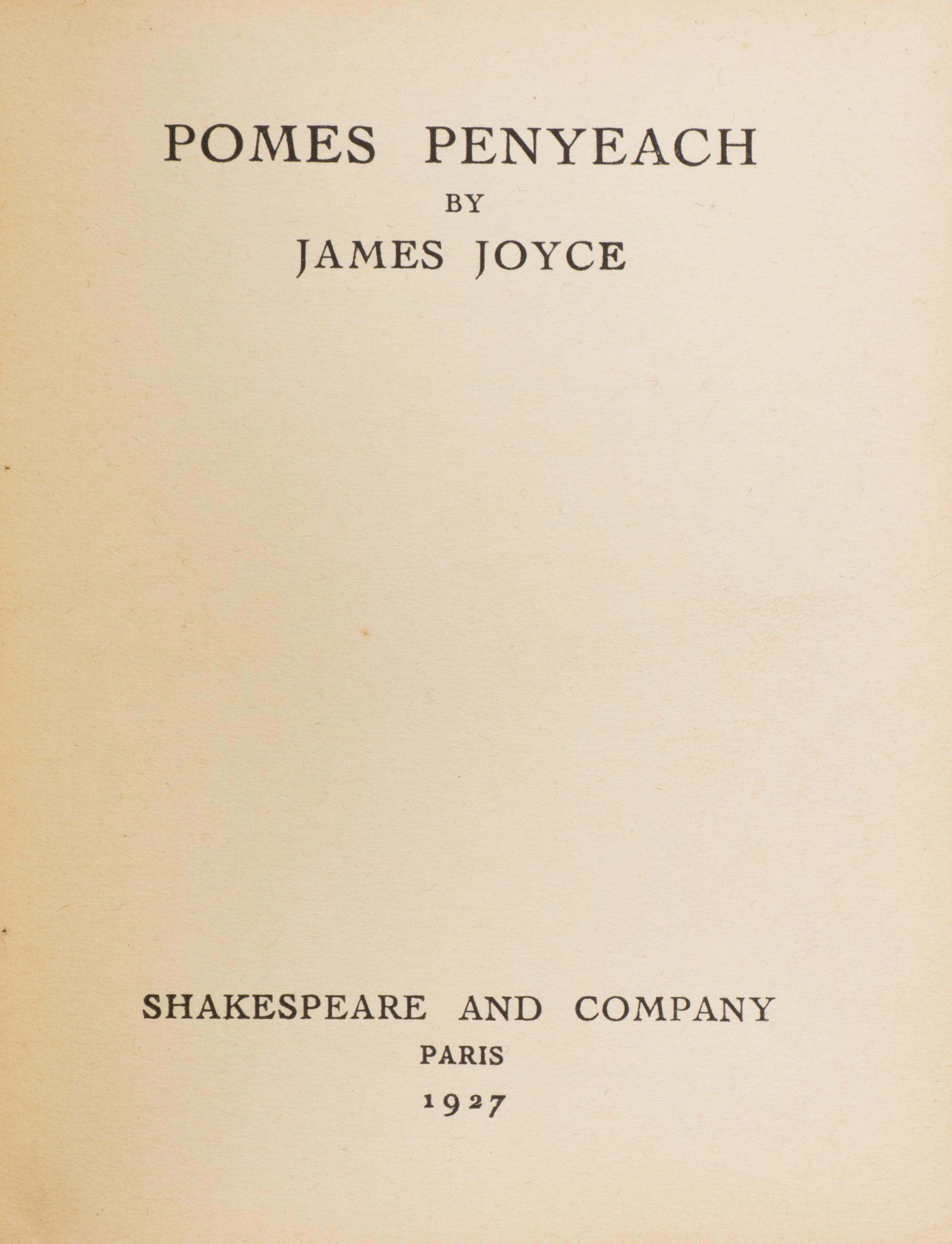 JOYCE, JAMES. Pomes Penyeach. Paris, 1927. First edition.