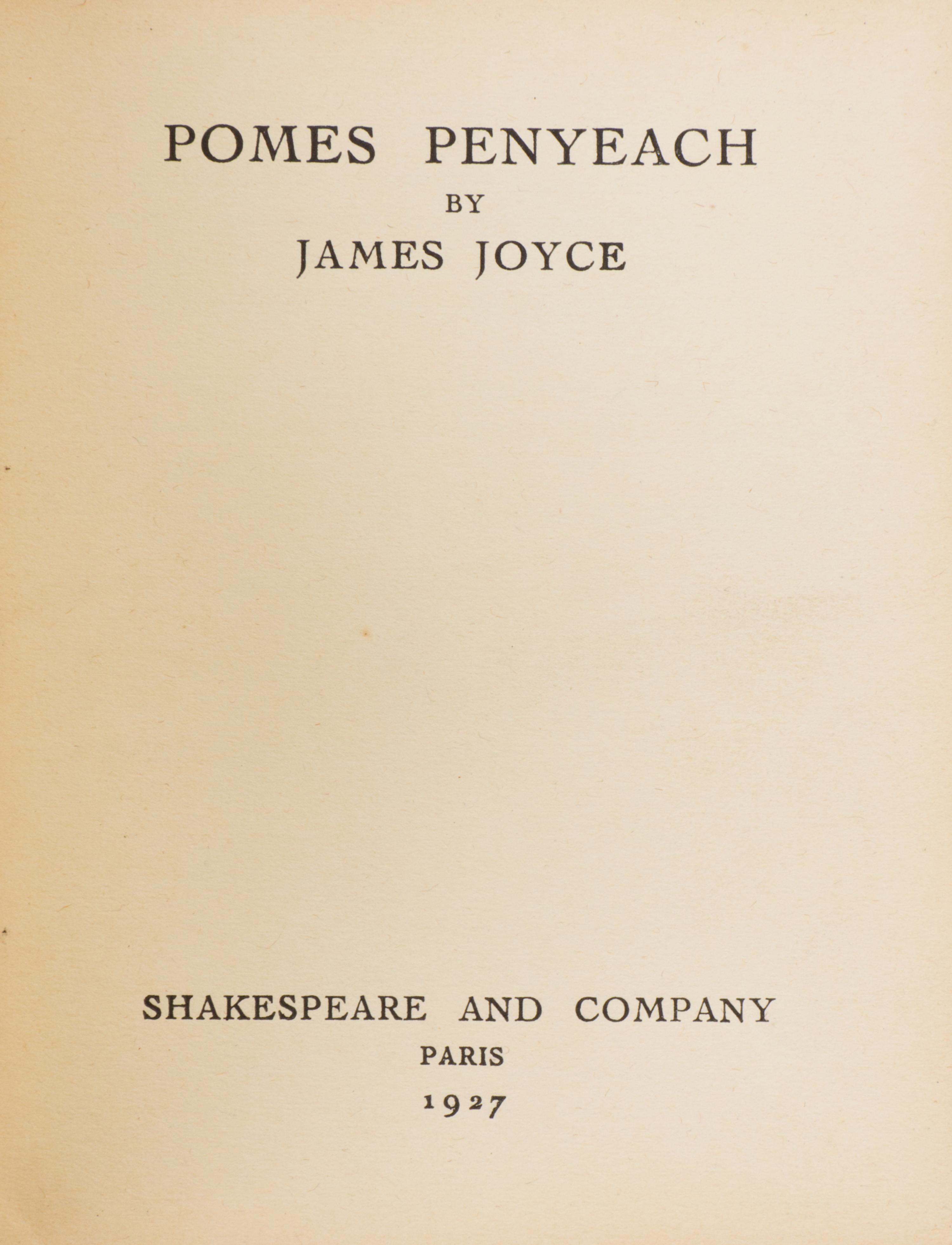 JOYCE, JAMES. Pomes Penyeach. Paris, 1927. First edition.