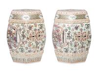 A Pair of Chinese Export Famille Rose Porcelain Garden Seats