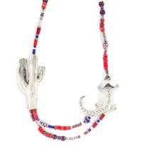 Southwester Silver Pendant and Bead Necklace Length 26 inches