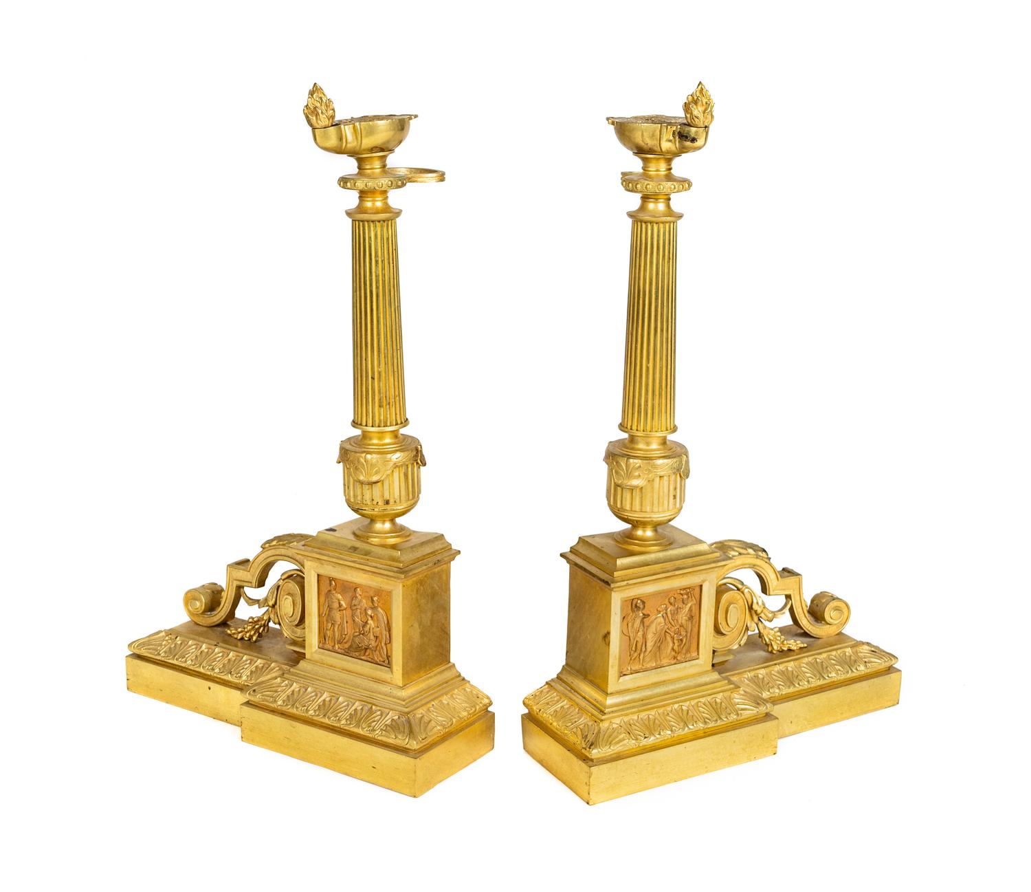 A Pair of Empire Style Gilt-Bronze Chenets — 19TH CENTURY
