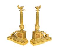 A Pair of Empire Style Gilt-Bronze Chenets — 19TH CENTURY