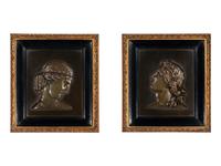 A Pair of Framed Neoclassical Bronze Relief Plaques