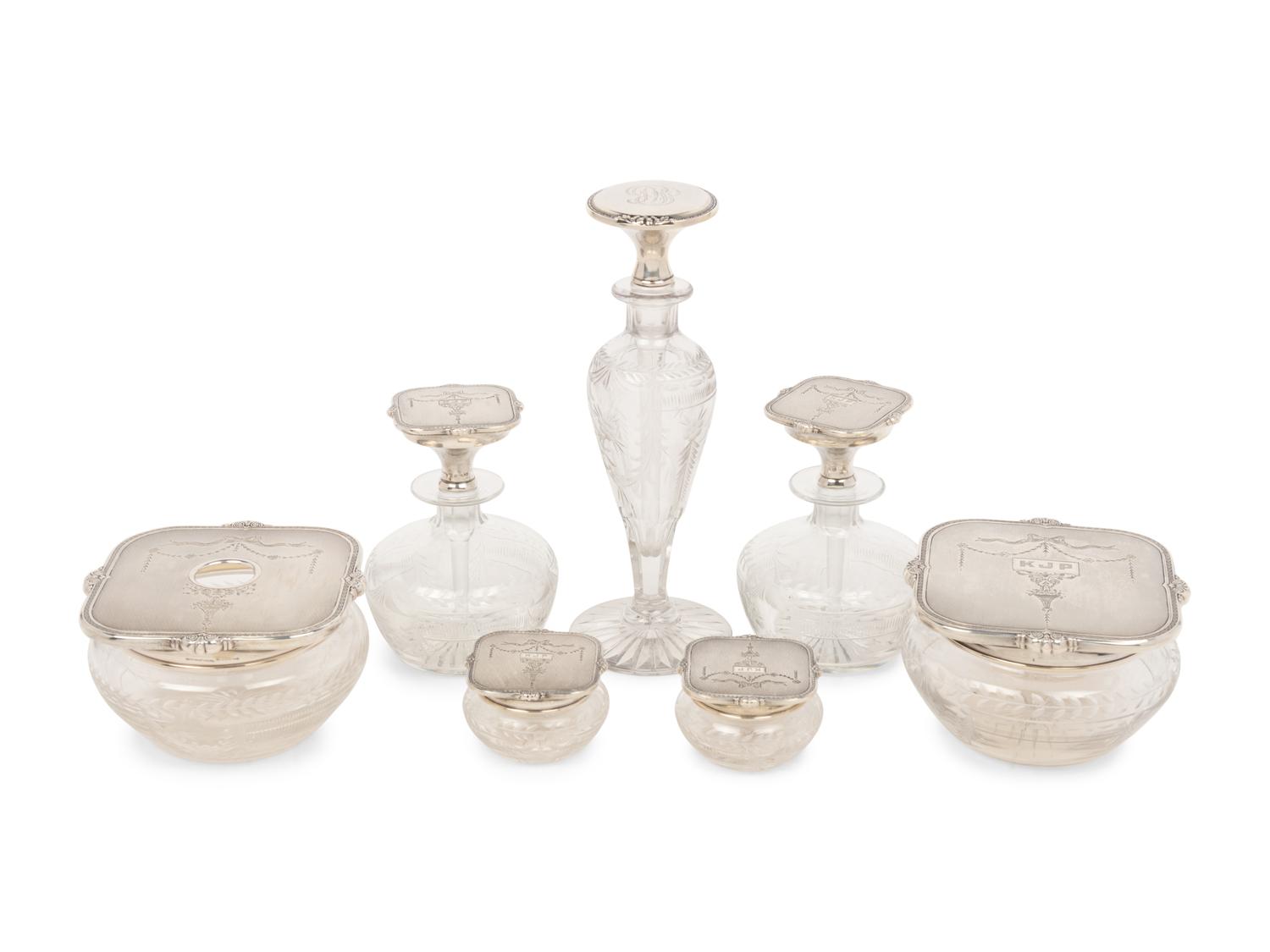 An American Silver Mounted Dresser Set