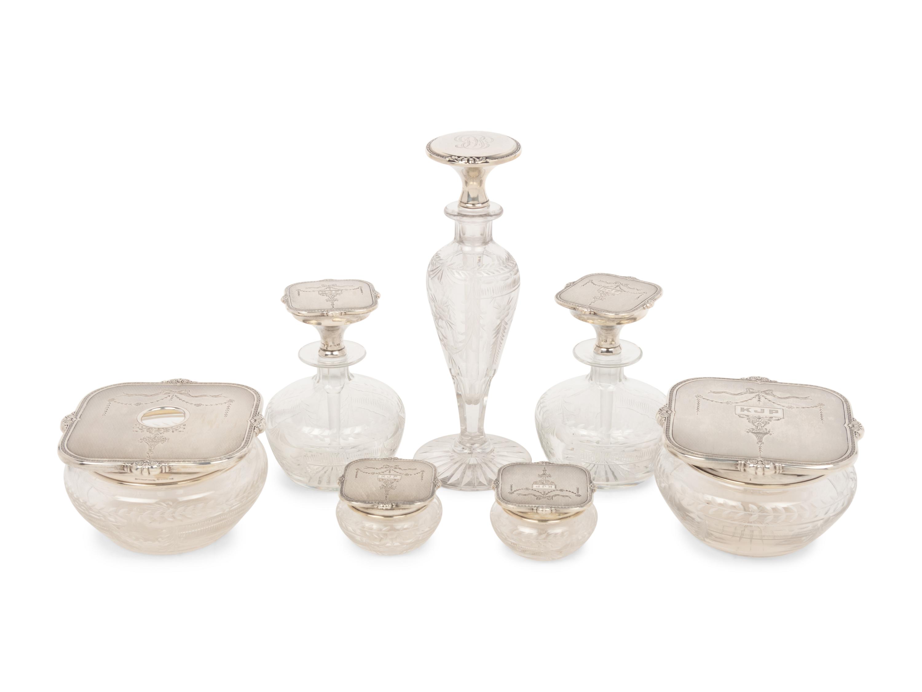An American Silver Mounted Dresser Set