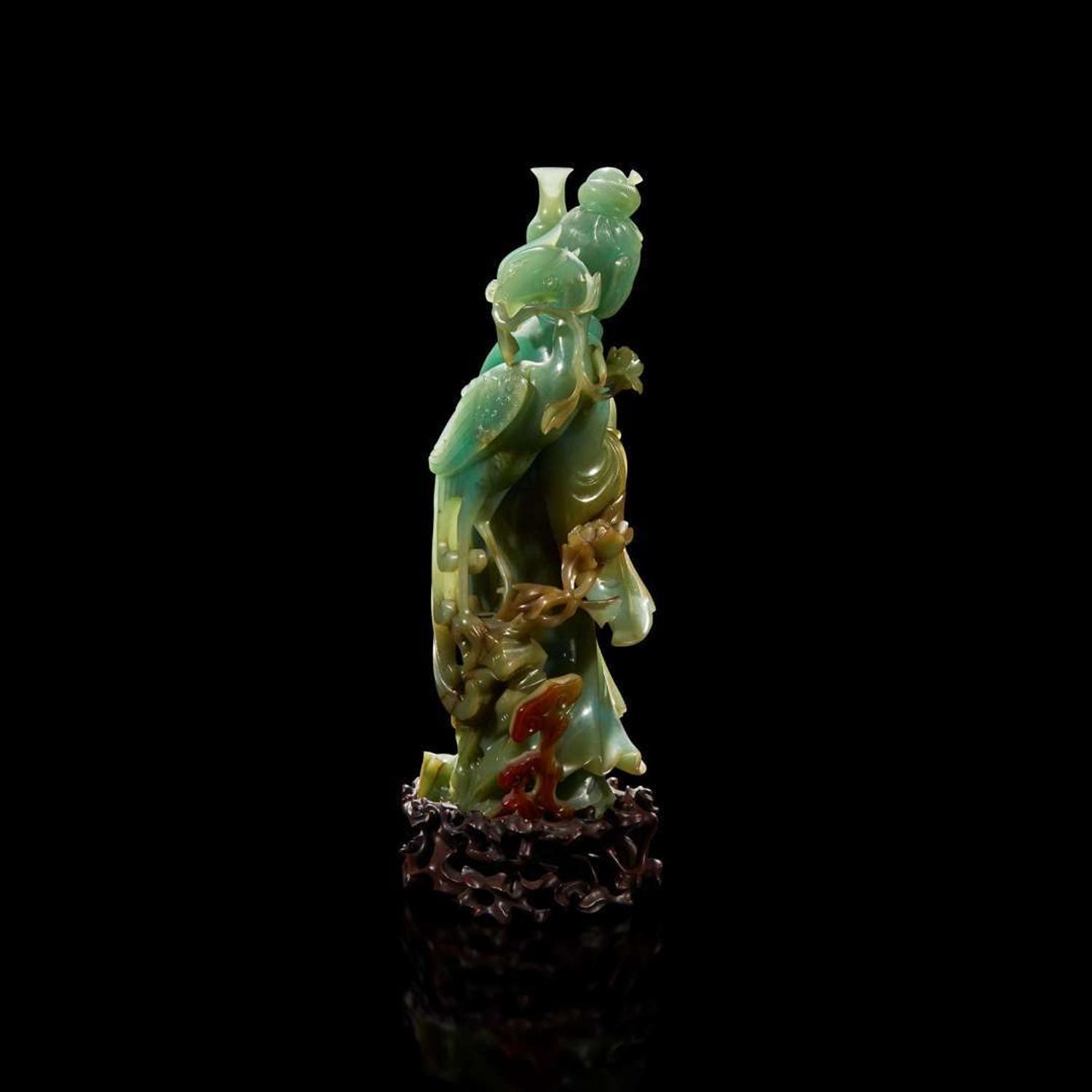 A Chinese carved jadeite meiren