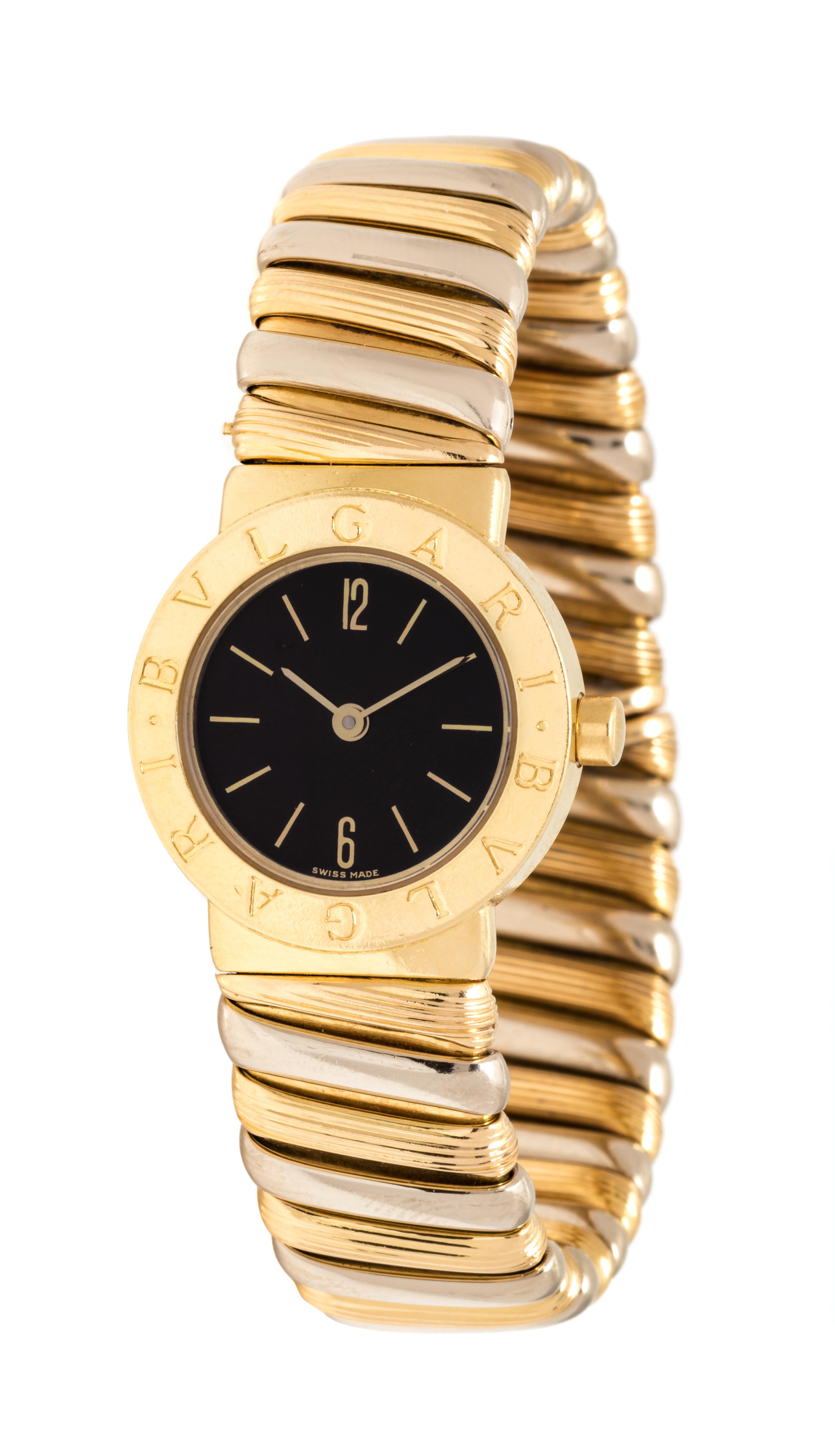 An 18 Karat Bicolor Gold Ref. BB 23 2T 'Tubogas' Wristwatch, Bvlgari, 55.50 dwts.