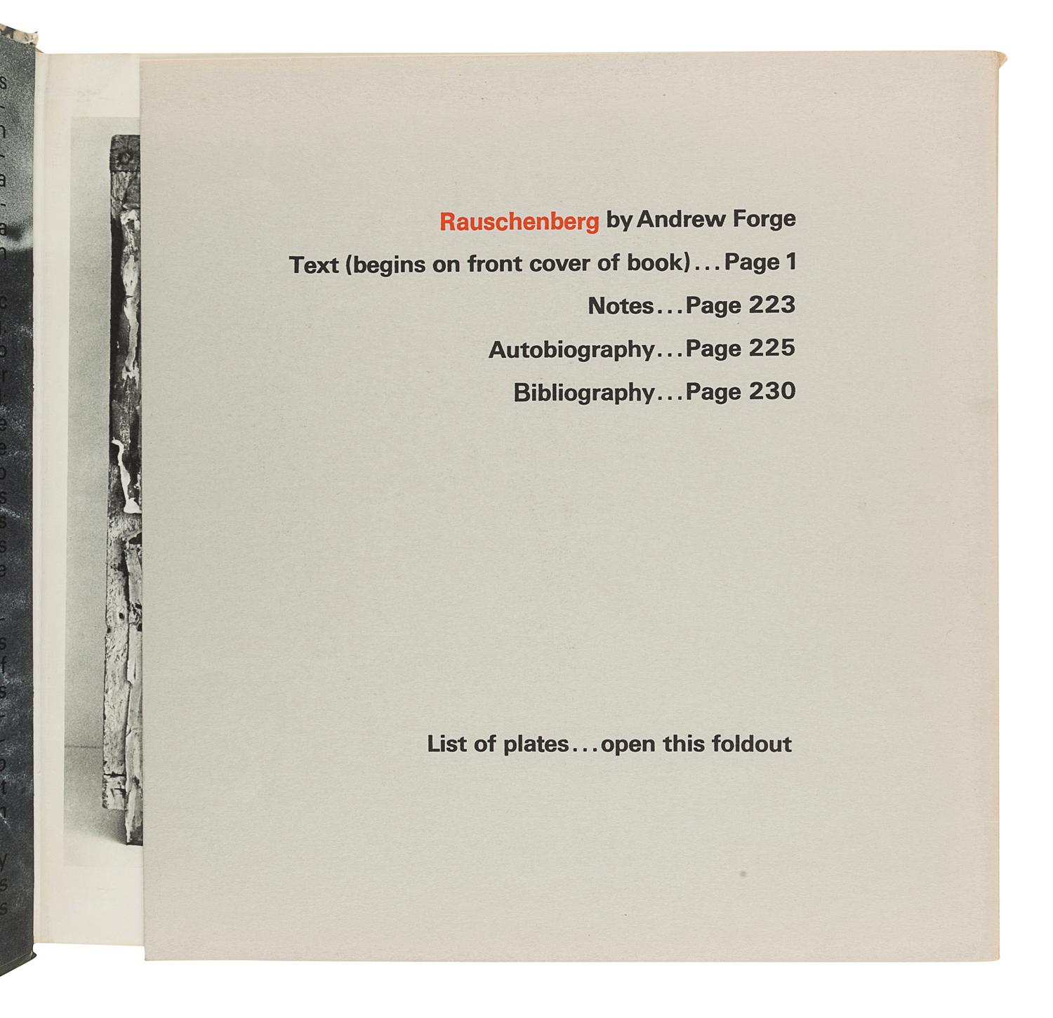 [RAUSCHENBERG, Robert (1925-2008)]. FORGE, Andrew. Rauschenberg. New York: Harry N. Abrams, Inc., 1969.