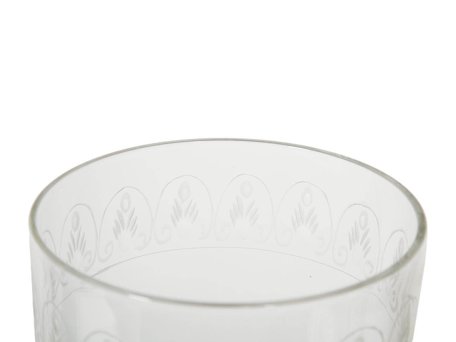A Pair of English Etched Glass Hurricane Candlesticks