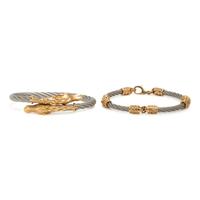 Steven Douglas, Two Yellow Gold and Stainless Steel Bracelets