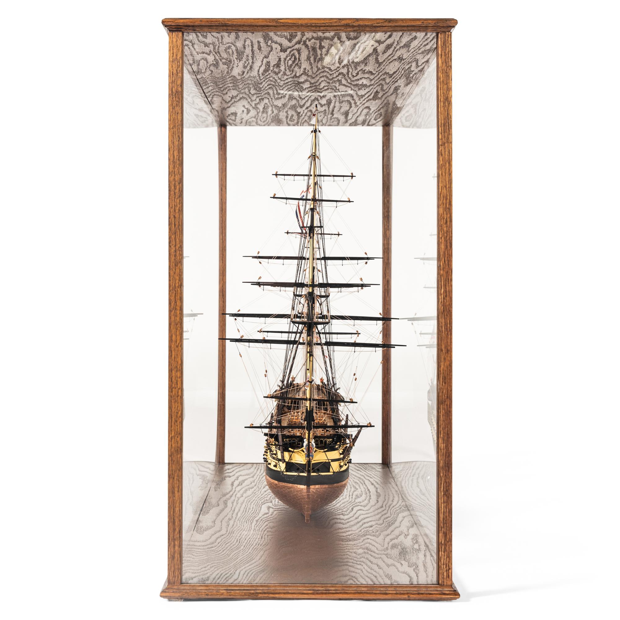 An Oak and Glass-Cased Model of the H.M.S. Victory