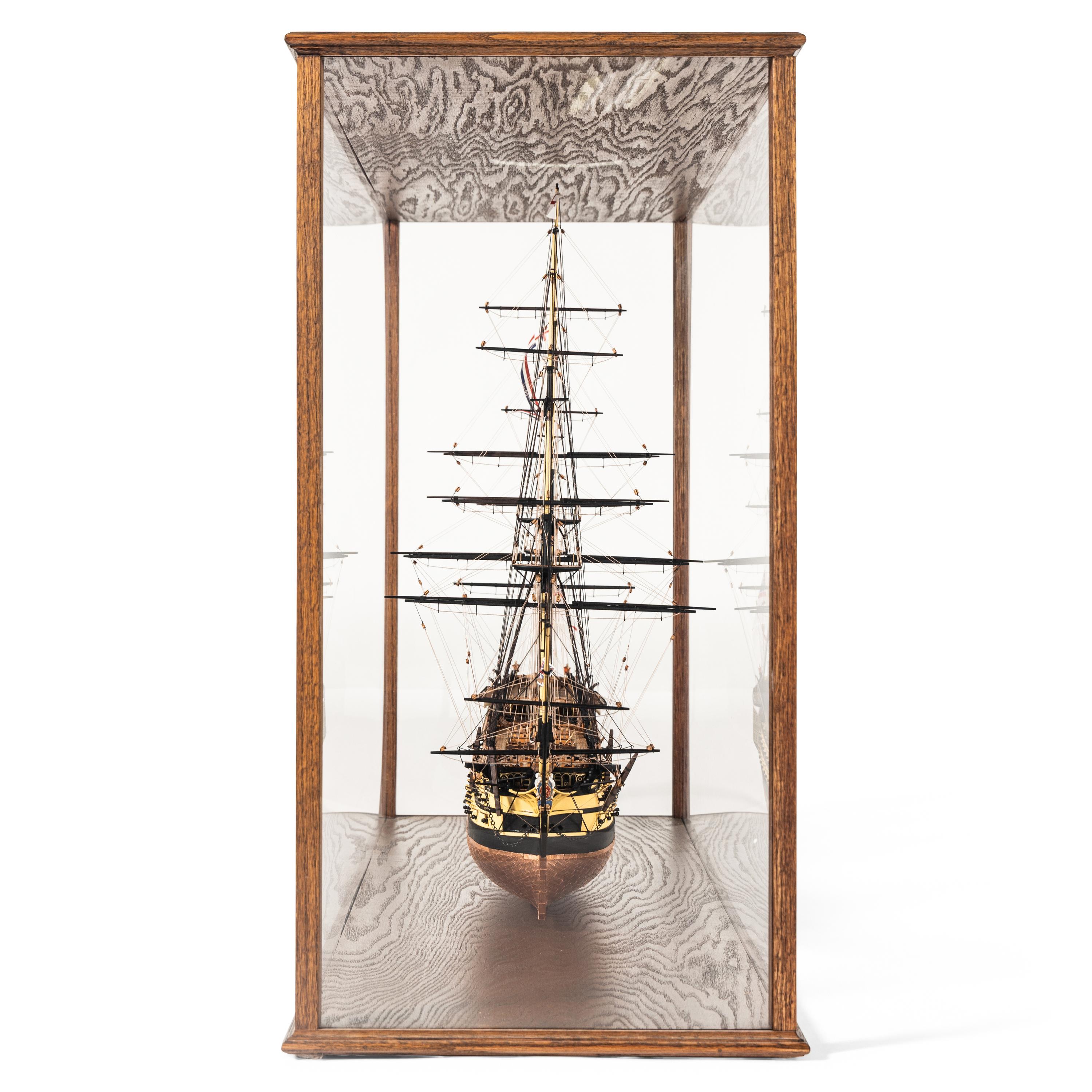 An Oak and Glass-Cased Model of the H.M.S. Victory
