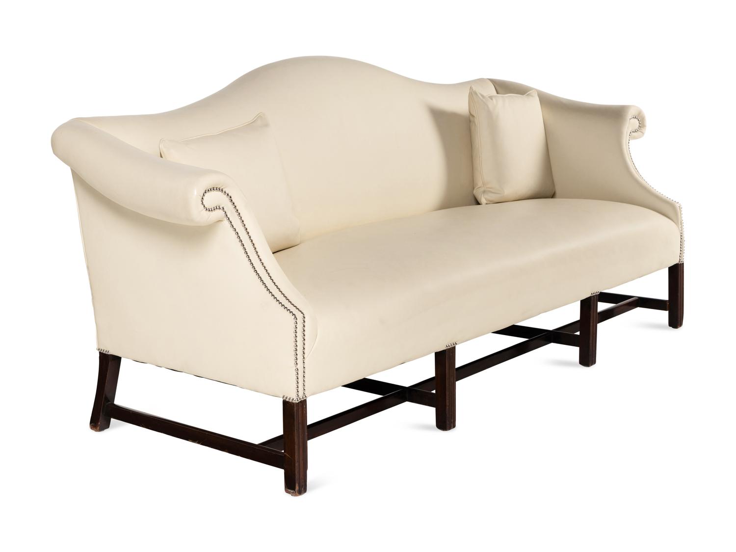 A George III Style Mahogany Camelback Sofa
