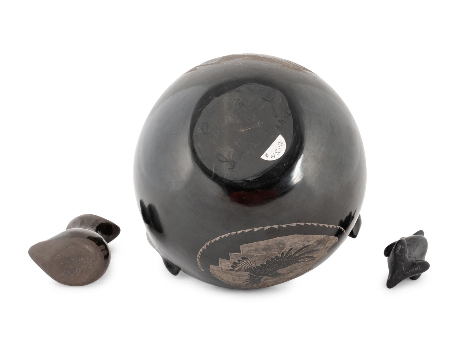 Blackware Pottery Bowl, PLUS