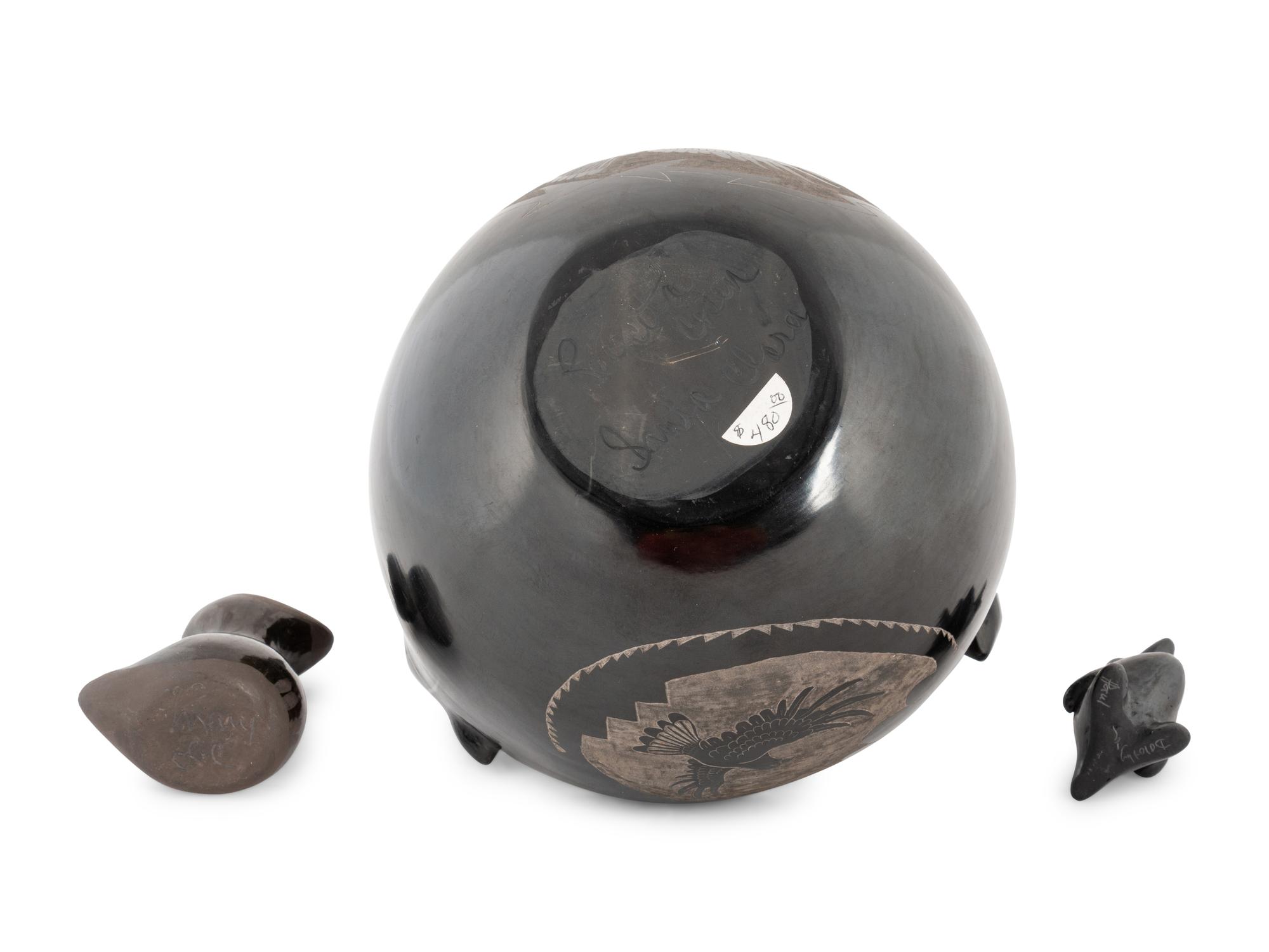 Blackware Pottery Bowl, PLUS