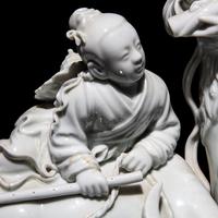 A Chinese Blanc de Chine Figural Group of the Weaver Girl and Herd Boy