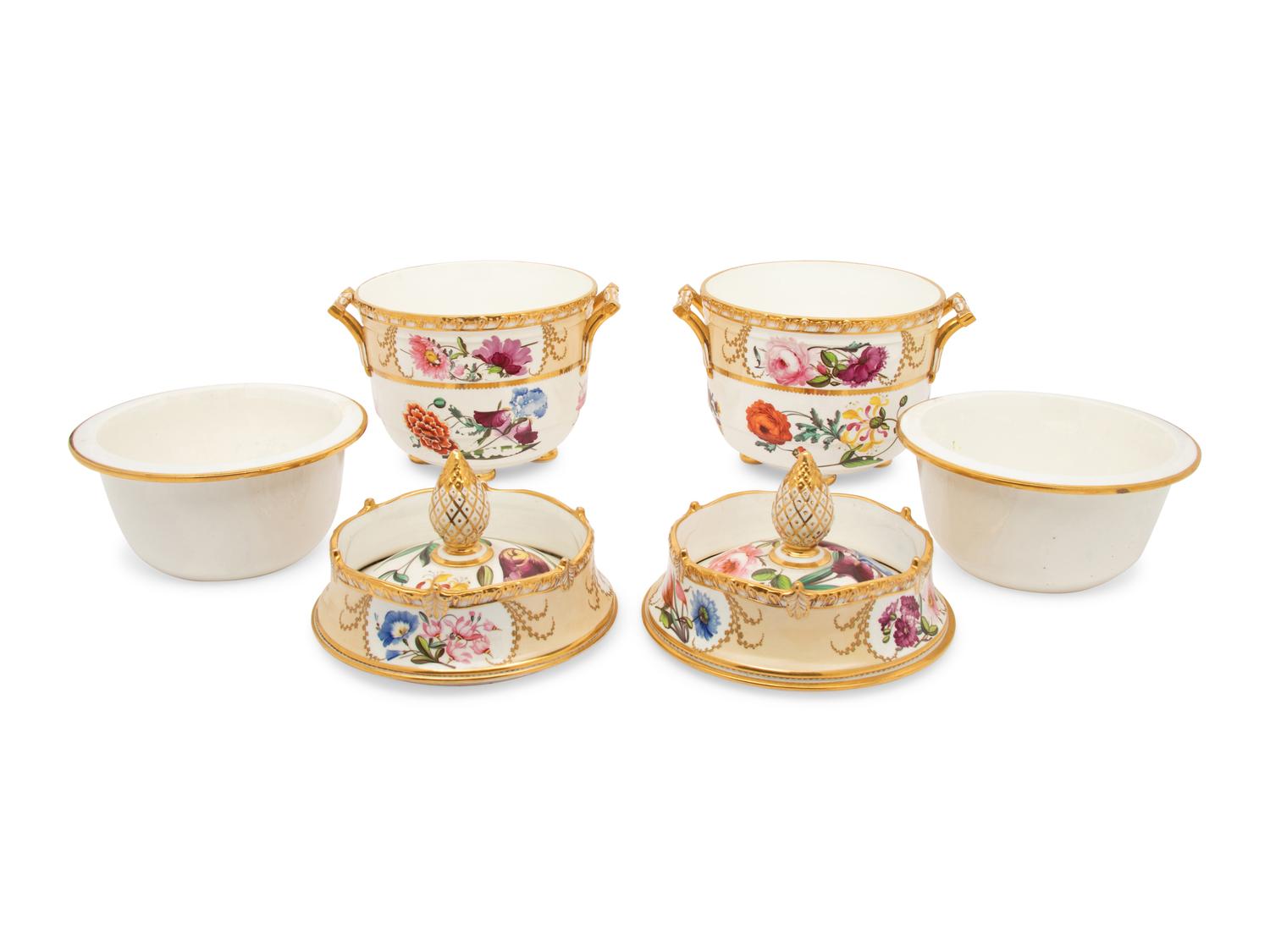 A Pair of Coalport Porcelain Fruit Coolers