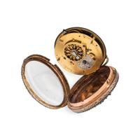 DEROCHES, PASTE AND ENAMEL OPEN FACE POCKET WATCH