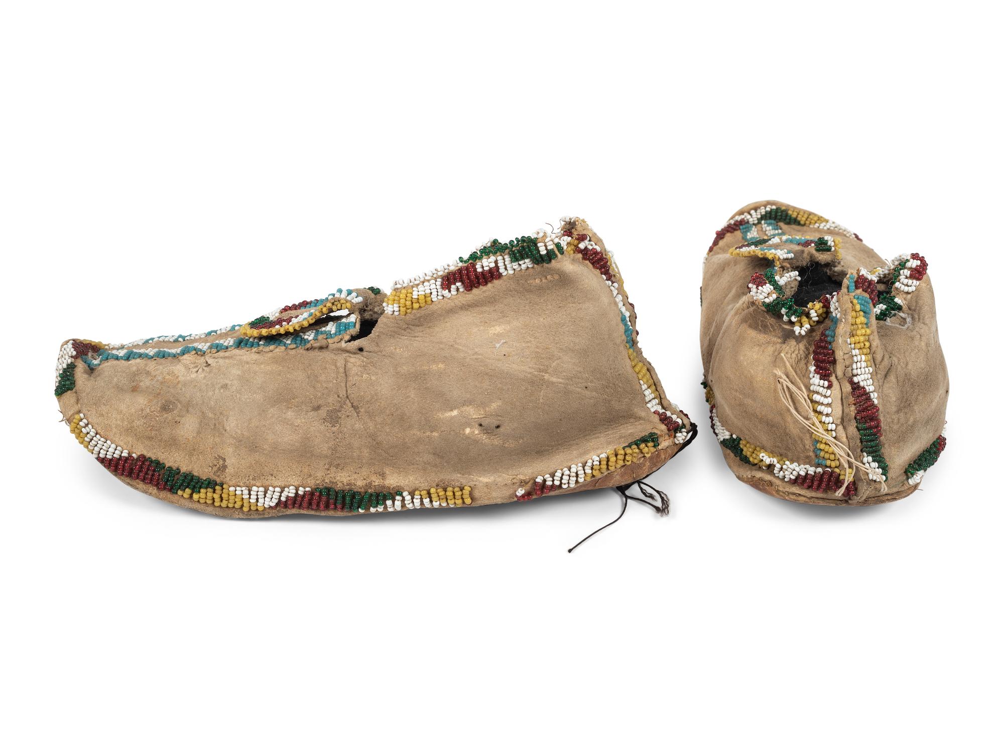 Apache Beaded Hide Moccasins PLUS A Pair of Plateau Vamps
