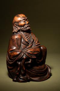 A Carved Bamboo Figure of Damo