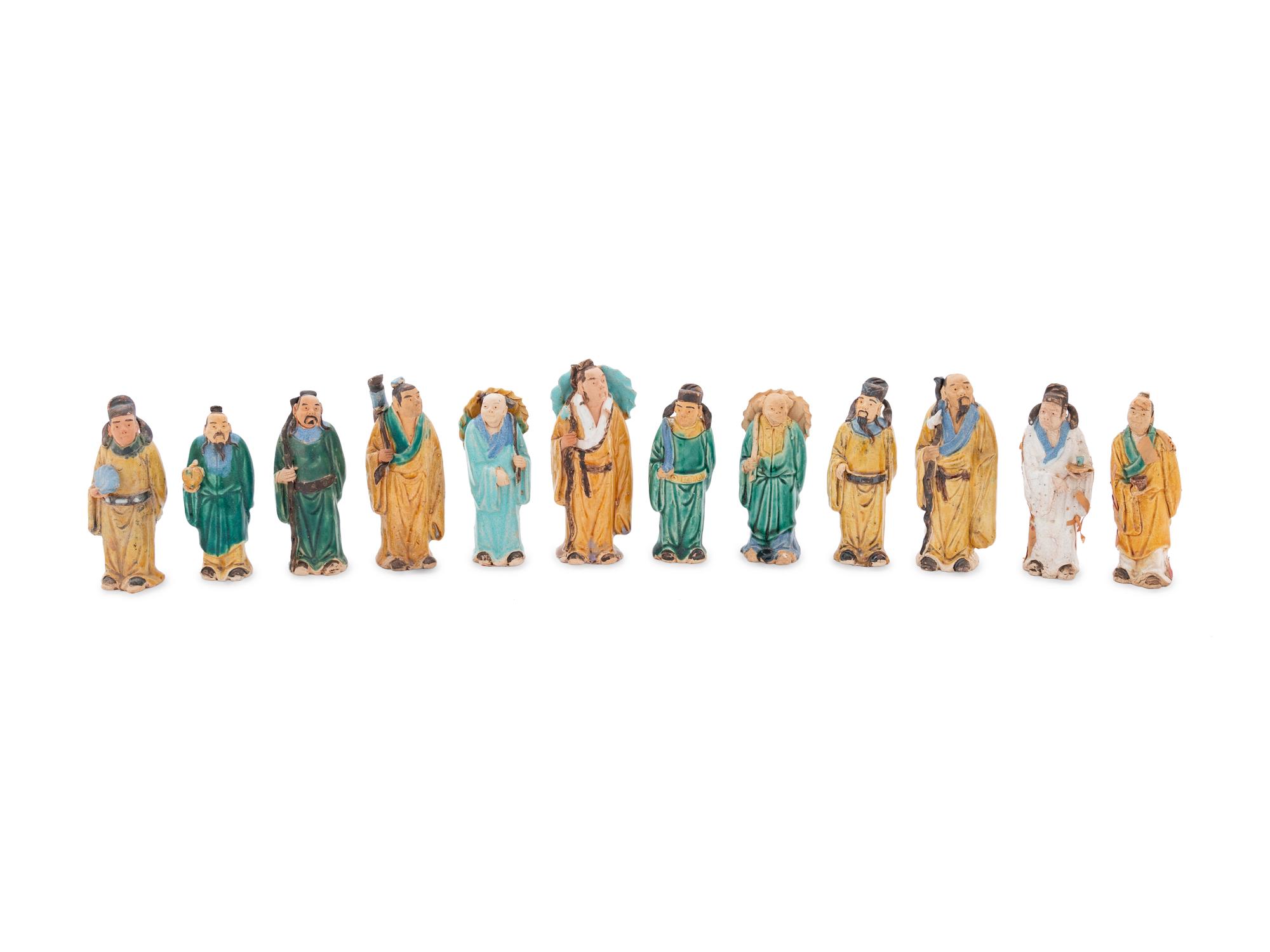 A Group of Chinese Sancai Glazed Pottery Figures