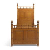 A Carved Bamboo and Bird's Eye Maple Bedroom Suite