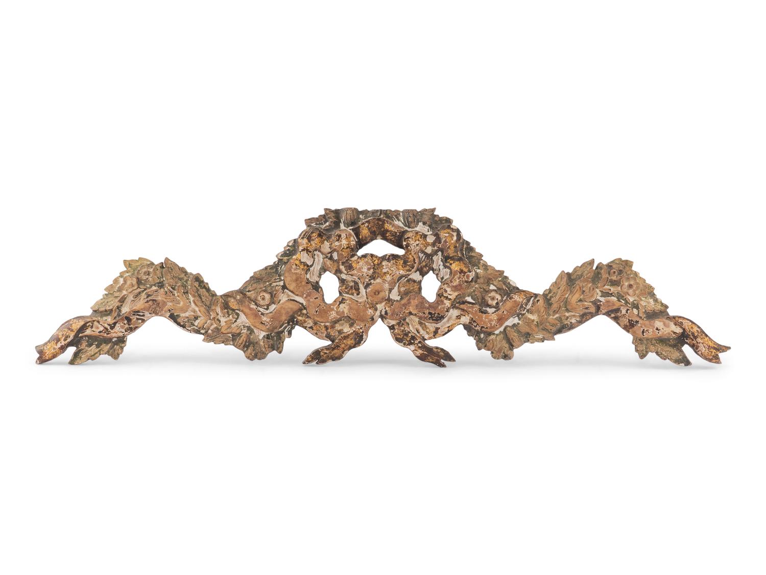 A French Carved and Polychrome Painted Wall Ornament