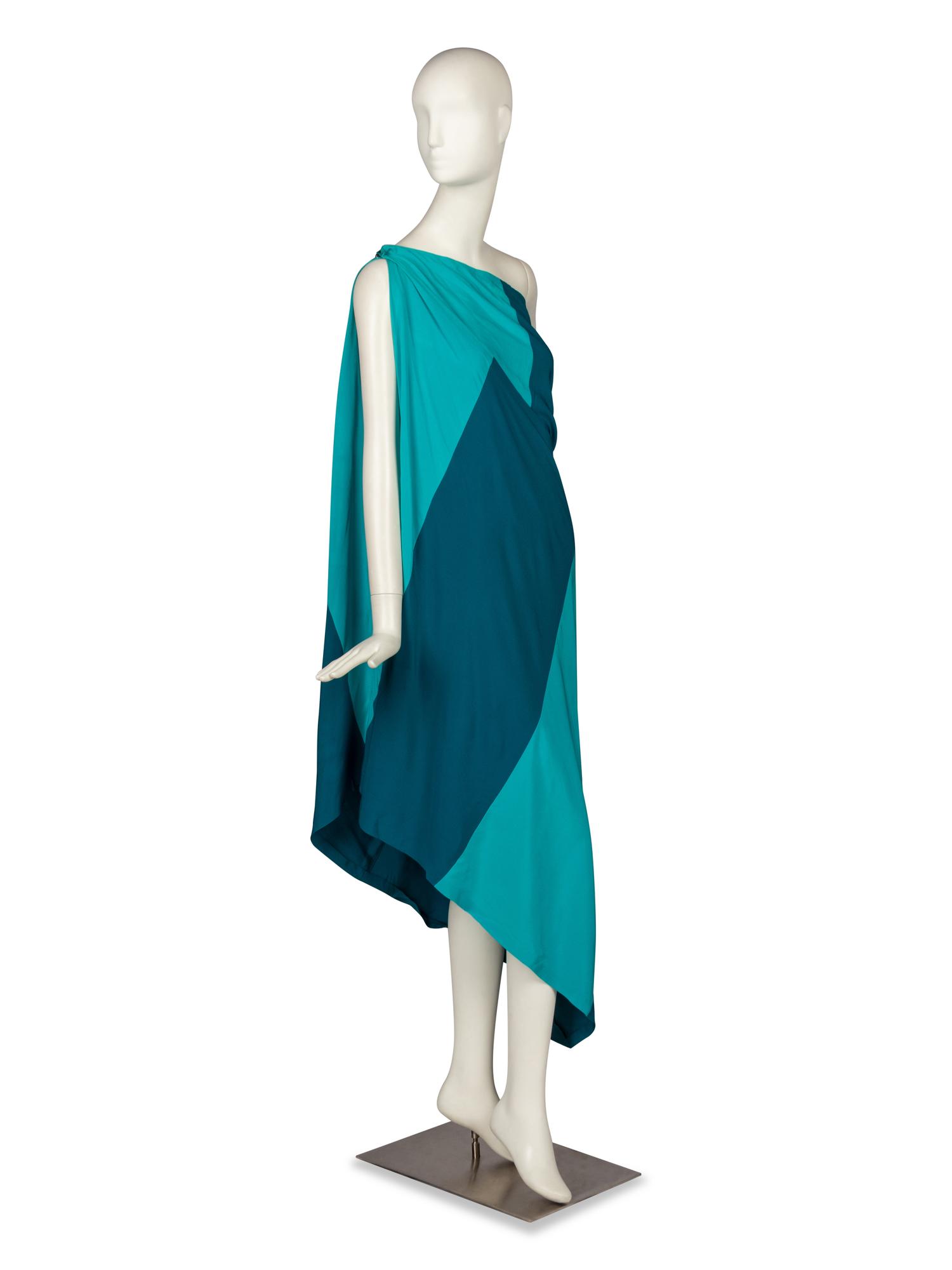 Madame Grès, Blue Silk Toga Gown, 1970's