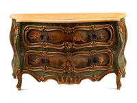 A Venetian Style Painted Marble-Top Commode