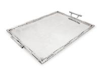 A Large Silver-Plate Faux Bamboo Tray
