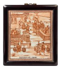 A Set of Chinese Export Porcelain Plaques Portraying Porcelain Production