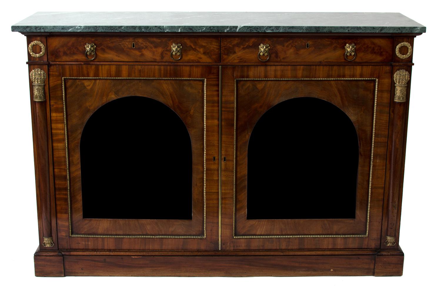 A Continental Neoclassical Style Console Cabinet Height 37 x width 55 x depth 16 1/2 inches. — 19TH CENTURY