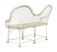 A Painted Wire Garden Bench