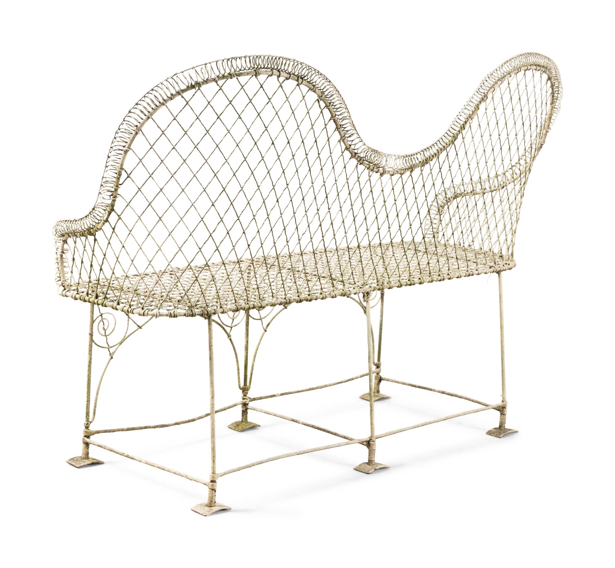 A Painted Wire Garden Bench