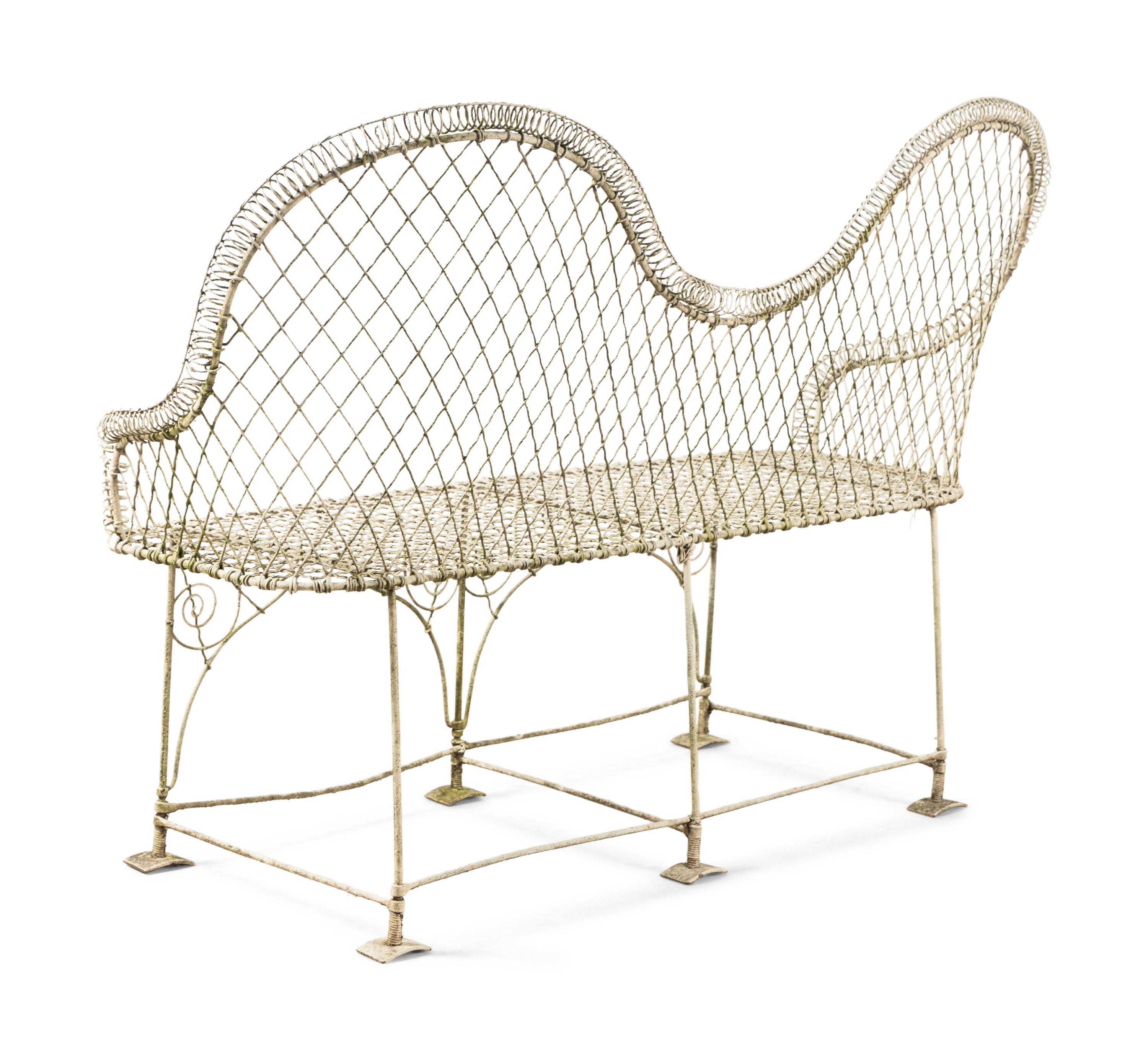 A Painted Wire Garden Bench