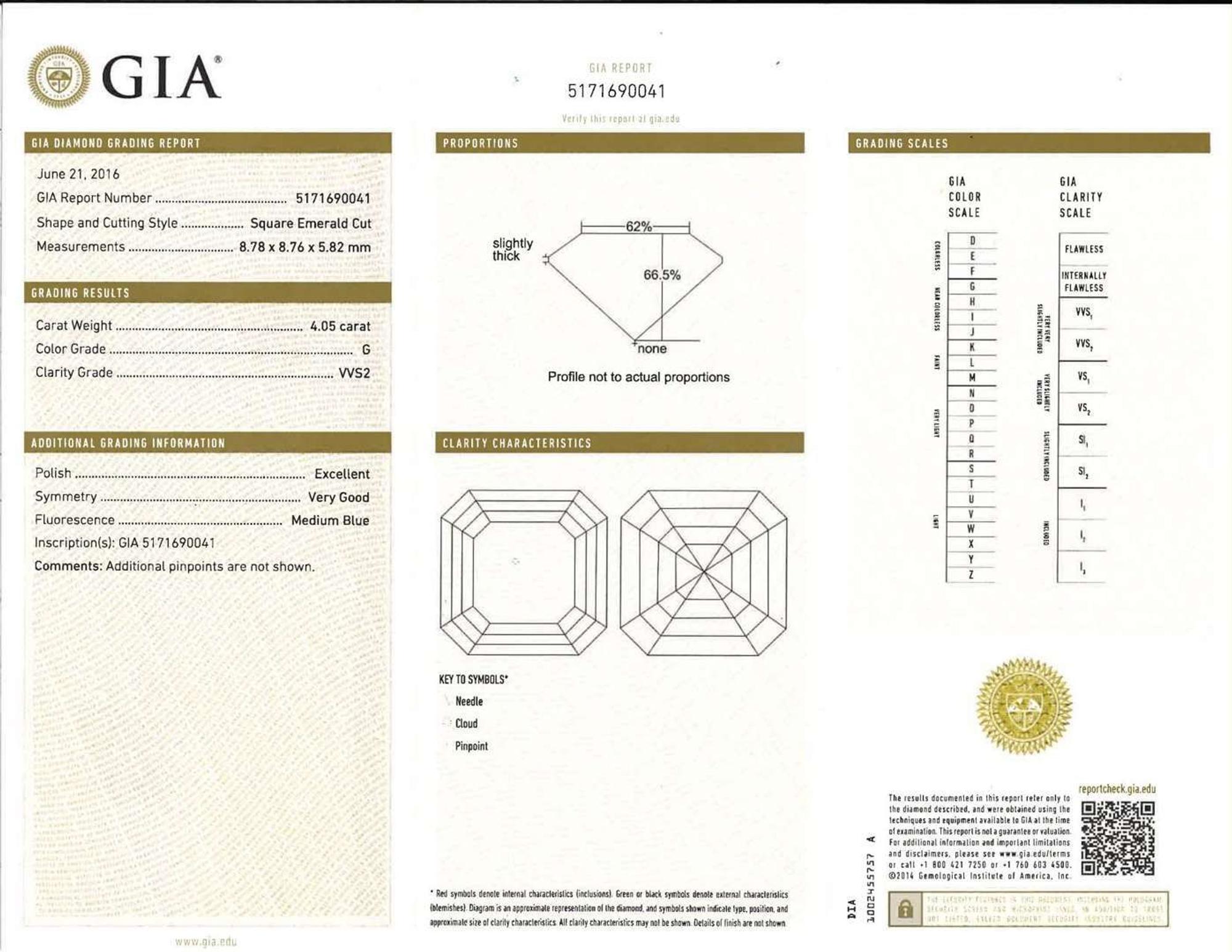 A Platinum and Asscher-Cut Diamond Ring 4.05 Carat Asscher-Cut Diamond, GIA Certified