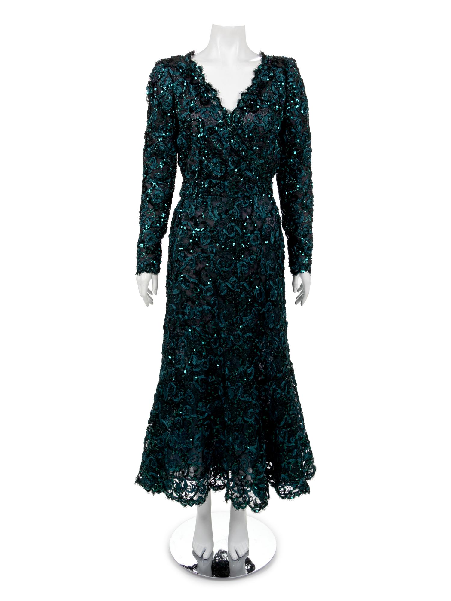 Two Evening Dresses: One Oscar de la Renta and One Joan Leslie by Kasper, 1970-90s